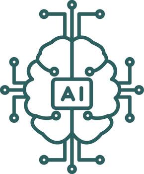 Artificial Intelligence Line Gradient Round Corner Icon vector