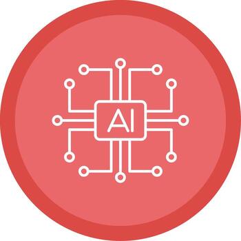 artificial inteligencia línea multi circulo icono vector