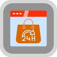 24 Hours Flat Round Corner Icon vector