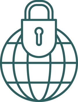 Global Security Line Gradient Round Corner Icon vector