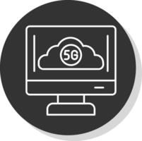 Cloud Connection Line Grey Circle Icon vector