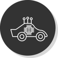 Autonomous Car Line Grey Circle Icon vector