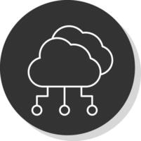 Cloud Computing Line Grey Circle Icon vector