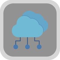 Cloud Computing Flat Round Corner Icon vector