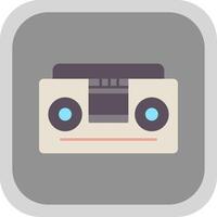 Tape Recorder Flat Round Corner Icon vector