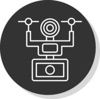 Camera Drone Line Grey Circle Icon vector