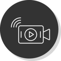 Live Stream Line Grey Circle Icon vector