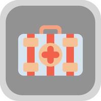 First Aid Kit Flat Round Corner Icon vector