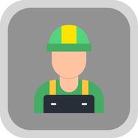 Worker Flat Round Corner Icon vector