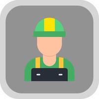 Worker Flat Round Corner Icon vector