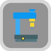 Milling Machine Flat Round Corner Icon vector