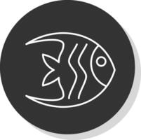 Angelfish Line Grey Circle Icon vector