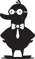 minimal carton funny character, Mr. duck, silhouette, white background 6 vector
