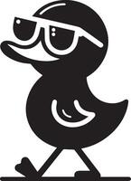 MR. Duck Funny Carton Character silhouette, Duck Wear a sun glass vector