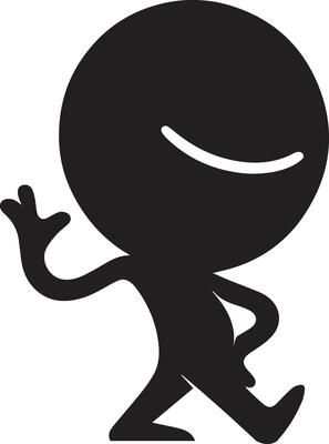 minimal Funny cartoon Character silhouette, silhouette, black color, white background 40