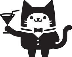 Minimal Funny Character, Mr. cat, silhouette, black color silhouette, white background 21 vector