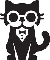 Minimal Funny Character, Mr. cat, silhouette, black color silhouette, white background 18 vector