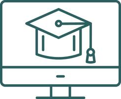 Mortarboard Line Gradient Round Corner Icon vector