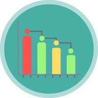 Bar Graph Flat Multi Circle Icon vector