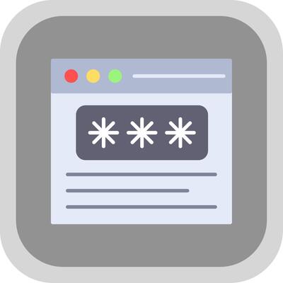 Password Flat Round Corner Icon
