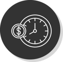 Time Is Money Line Grey Circle Icon vector