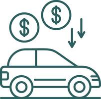 Car Loan Line Gradient Round Corner Icon vector