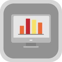 Online Bar Chart Flat Round Corner Icon vector