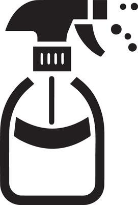 Minimal Spray bottle icon silhouette, white background, fill with black