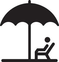 Minimal Outdoor parasol icon silhouette, white background vector