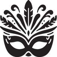 Minimal Carnival mask icon silhouette, white background, fill with black vector