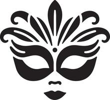 Minimal Carnival mask icon silhouette, white background, fill with black vector