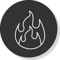 Flame Line Grey Circle Icon vector