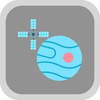 Uranus With Satellite Flat Round Corner Icon vector