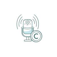 Copyright podcast, audio recording. Microphone. Icon on white background. vector