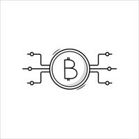 bitcoin el firmar de el criptomoneda logo modelo. línea icono en garabatear estilo. vector