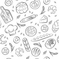 Bakery seamless pattern on white background. vector