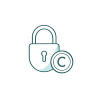 Copyright protection. Lock sign. Icon on white background. vector