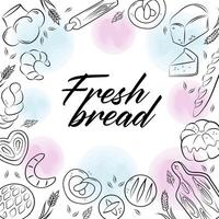 Fresh bread. Bakery house frame. Menu. Traditional style. vector