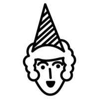 mujer en cono gorra cumpleaños fiesta Delgado carrera icono vector