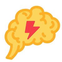 Brain Flash Lightning Icon Solution Flare Power vector