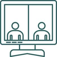 Online Meeting Line Gradient Round Corner Icon vector