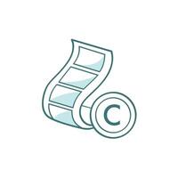 Copyrights to the play, movie. Filmstrip. Icon on a white background. Intellectual property. vector