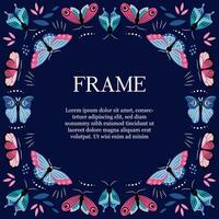 Beautiful template frame with butterflies for social media, greeting card, invitation. Place for text. vector
