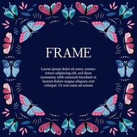 Beautiful template frame with butterflies for social media, greeting card, invitation. Place for text. vector