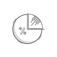 Pie chart with a percent sign. Infographic doodle line icon for business. vector