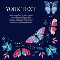 Beautiful template frame with butterflies for social media, greeting card, invitation. Place for text. vector