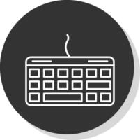 teclado línea gris circulo icono vector