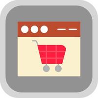 Shopping Cart Flat Round Corner Icon vector