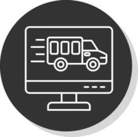 Delivery Truck Line Grey Circle Icon vector