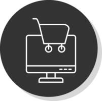 Online Shopping Line Grey Circle Icon vector